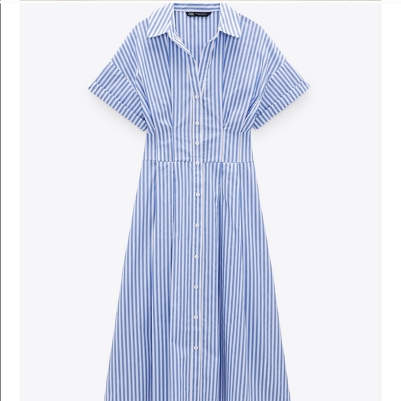 SOLD OUT! Zara Shirt Style Midi-Dress Sz Sm - Picture 4 of 6